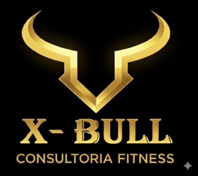 X-BULL Consultoria Fitness, logo oficial dourada sobre preto
